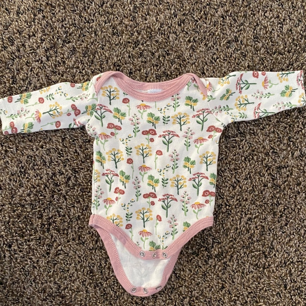 White & Floral Baby Girl Bodysuit One Piece